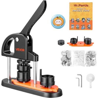 VEVOR Buttonmaschine Knopfmachermaschine 32mm 500 Stk. Badge Punch Press, Buttonpresse, DIY Badge Press Machine Button Badge Maker für Personalisiertes Abzeichen inkl. Zauberbuch und Kreisschneider VEVOR Buttonmaschine Knopfmachermaschine 32mm 500 Stk. Badge Punch Press, Buttonpresse, DIY Badge Press Machine Button Badge Maker für Personalisiertes Abzeichen inkl. Zauberbuch und Kreisschneider