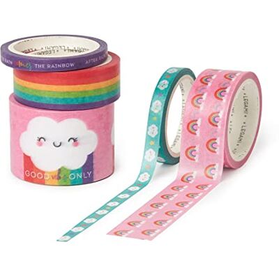 LEGAMI 5er Set Papierklebebänder,Tape by Tape, Rainbow, bunt, zum Kleben, Dekorieren und Personalisieren, 3 verschiedene Größen, Länge je 5 Meter LEGAMI 5er Set Papierklebebänder,Tape by Tape, Rainbow, bunt, zum Kleben, Dekorieren und Personalisieren, 3 verschiedene Größen, Länge je 5 Meter