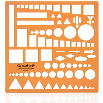 GRAPH'IT Normographe NATO-Schablone – ideal zum Zeichnen von Karten und Schemata – 87 geometrische Formen – weiches und strapazierfähiges Acryl – Material Schablone Geographie – Spuren, Zeichnen – GRAPH'IT Normographe NATO-Schablone – ideal zum Zeichnen von Karten und Schemata – 87 geometrische Formen – weiches und strapazierfähiges Acryl – Material Schablone Geographie – Spuren, Zeichnen –