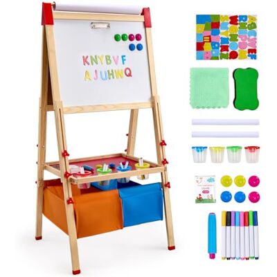 VEVOR Kunststaffelei für Kinder, 3-in-1-Kunststaffelei aus Holz, doppelseitig, mit magnetischem Whiteboard, Kreidetafel, Papierrolle, verstellbarem Zeichenbrett mit Malzubehör, für Kinder ab 3 Jahren VEVOR Kunststaffelei für Kinder, 3-in-1-Kunststaffelei aus Holz, doppelseitig, mit magnetischem Whiteboard, Kreidetafel, Papierrolle, verstellbarem Zeichenbrett mit Malzubehör, für Kinder ab 3 Jahren