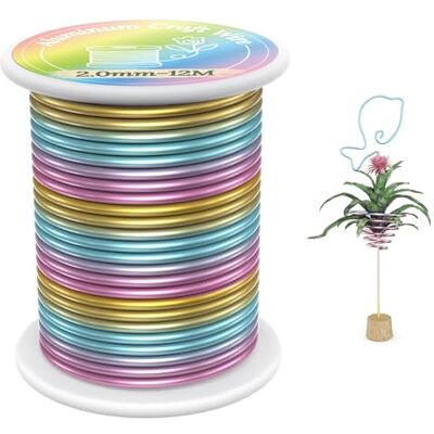 VynyQoo 2mm Basteldraht, 12m Modellierdraht, Aludraht Draht Bunt, Weicher Aluminiumdraht, Schmuckherstellung Bindedraht pour Basteln DIY VynyQoo 2mm Basteldraht, 12m Modellierdraht, Aludraht Draht Bunt, Weicher Aluminiumdraht, Schmuckherstellung Bindedraht pour Basteln DIY