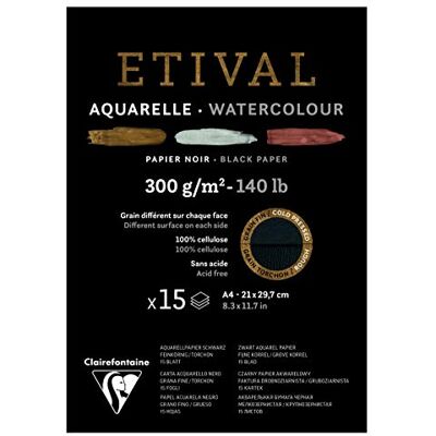 Clairefontaine 975318C Malblock verleimt 2 Körnungen, 1 Seite Etival Papier, 15 Blatt 21x29,7 cm 300g , Schwarz Clairefontaine 975318C Malblock verleimt 2 Körnungen, 1 Seite Etival Papier, 15 Blatt 21x29,7 cm 300g , Schwarz