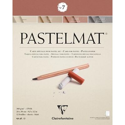 Clairefontaine 96053C Zeichenblock Pastelmat, kopfgeleimt, 12 Blatt 24x30 cm, 360g, 4 Farben sortiert, 1 Stück Clairefontaine 96053C Zeichenblock Pastelmat, kopfgeleimt, 12 Blatt 24x30 cm, 360g, 4 Farben sortiert, 1 Stück