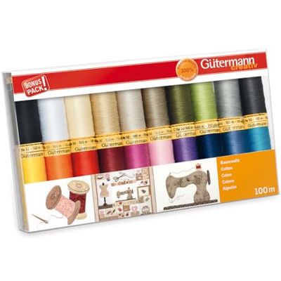 Gütermann Gutermann GUT_734520-1 Fadenset: Baumwolle C Nr. 50: 20 Stück, Mehrfarbig, NA Gütermann Gutermann GUT_734520-1 Fadenset: Baumwolle C Nr. 50: 20 Stück, Mehrfarbig, NA
