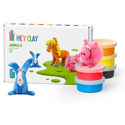 Hey Clay Tiere: Piggy, Pferd, Kaninchen Set – Bunte Modellierung Kinder – Lufttrocknen Ton Kit 6 Dosen mit Spaß Interaktive Anleitung App Hey Clay Tiere: Piggy, Pferd, Kaninchen Set – Bunte Modellierung Kinder – Lufttrocknen Ton Kit 6 Dosen mit Spaß Interaktive Anleitung App