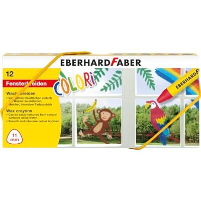 Eberhard Faber 524112 Fensterkreide Set, 12 Wachsmalstifte für Fenster und Papier, auf glatten Oberflächen mit Wasser abwaschbar Eberhard Faber 524112 Fensterkreide Set, 12 Wachsmalstifte für Fenster und Papier, auf glatten Oberflächen mit Wasser abwaschbar