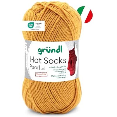 Gründl Wolle Hot Socks Pearl uni 4-fach Sockenwolle 1 Knäuel 50 g, ocker Sockenwolle Sockengarn Weich und hautfreundlich 75% Schurwolle, 20% Polyamid, 5 % Kaschmir 200 m Nadelstärke 2,5-3 Gründl Wolle Hot Socks Pearl uni 4-fach Sockenwolle 1 Knäuel 50 g, ocker Sockenwolle Sockengarn Weich und hautfreundlich 75% Schurwolle, 20% Polyamid, 5 % Kaschmir 200 m Nadelstärke 2,5-3