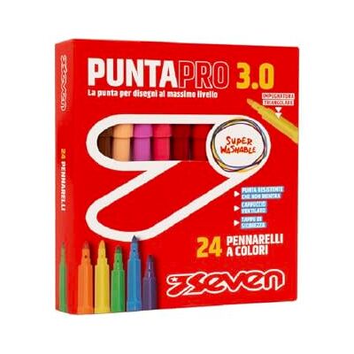 Seven 24 Filzstifte, Set mit brillanten Farben, Fasermaler, Filzschreiber, auswaschbar, eindrucksichere Spitze, Schuzubehör, Kindergarten, Kinder, Mädchen, Jungen Seven 24 Filzstifte, Set mit brillanten Farben, Fasermaler, Filzschreiber, auswaschbar, eindrucksichere Spitze, Schuzubehör, Kindergarten, Kinder, Mädchen, Jungen