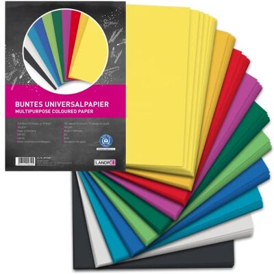 LANDRÉ 100 Blatt A4 buntes Ton-Papier, 160g/m², DIY- Material, 10 Farben LANDRÉ 100 Blatt A4 buntes Ton-Papier, 160g/m², DIY- Material, 10 Farben