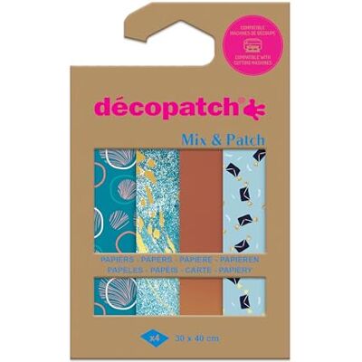 décopatch DP042C Packung Mix Patch, mit 4 Blatt -Papier 30x40 cm, Blautöne, gemischte Sortierung, geeignet ab 5 Jahren, 1 Pack décopatch DP042C Packung Mix Patch, mit 4 Blatt -Papier 30x40 cm, Blautöne, gemischte Sortierung, geeignet ab 5 Jahren, 1 Pack