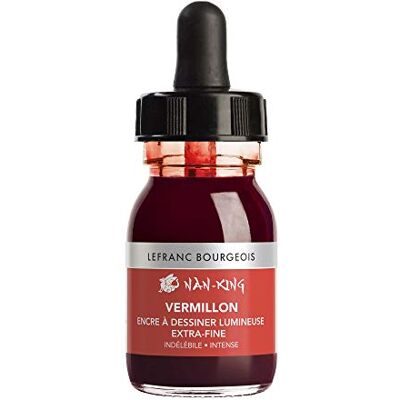 Lefranc Bourgeois 301276 Nan King Kalligrafie und Zeichentusche, pigmentierte Tusche, hohe Farbbrillanz, Leuchtkraft für feinste Zeichnungen, Kalligrafie & Skizzen, 30ml Flasche Zinnober Lefranc Bourgeois 301276 Nan King Kalligrafie und Zeichentusche, pigmentierte Tusche, hohe Farbbrillanz, Leuchtkraft für feinste Zeichnungen, Kalligrafie & Skizzen, 30ml Flasche Zinnober