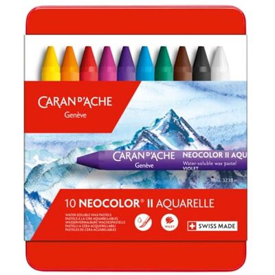 Caran d'Ache 7500.31 d'ACHE NEOCOLOR II(2) Aquarelle Wachspastelle in Metallbox 10 Stück Caran d'Ache 7500.31 d'ACHE NEOCOLOR II(2) Aquarelle Wachspastelle in Metallbox 10 Stück