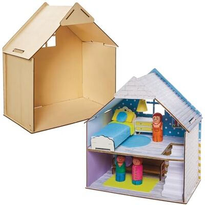 Baker Ross FN199 Holz Puppenhaus Bauset 1 Stück, zum Bauen und Gestalten, DIY Holz Bastelset Baker Ross FN199 Holz Puppenhaus Bauset 1 Stück, zum Bauen und Gestalten, DIY Holz Bastelset