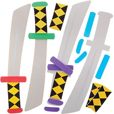 Baker Ross FX854 Ninja Samurai Schwert Bausatz, 4er-Pack, Verkleidung und Rollenspiel, Bastelset für Kinder Baker Ross FX854 Ninja Samurai Schwert Bausatz, 4er-Pack, Verkleidung und Rollenspiel, Bastelset für Kinder