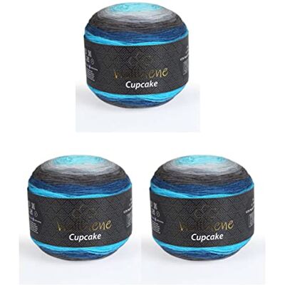 Wollbiene Cupcake 3 x 150g Strickwolle 450 Gramm Wolle zum Stricken und Häkeln Babywolle türkische Wolle Farbverlaufswolle (dunkelgrau grau blau 3020) Wollbiene Cupcake 3 x 150g Strickwolle 450 Gramm Wolle zum Stricken und Häkeln Babywolle türkische Wolle Farbverlaufswolle (dunkelgrau grau blau 3020)