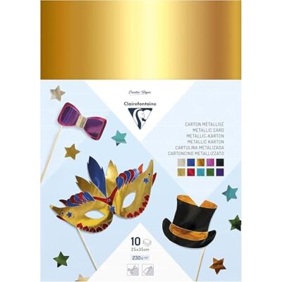 Clairefontaine Maildor 354595C Aluminiumkarton (mit Metallic-Effekt, Pack mit 10 Bögen, 25 x 35cm, 230g) 1 Block, farbig sortiert Clairefontaine Maildor 354595C Aluminiumkarton (mit Metallic-Effekt, Pack mit 10 Bögen, 25 x 35cm, 230g) 1 Block, farbig sortiert