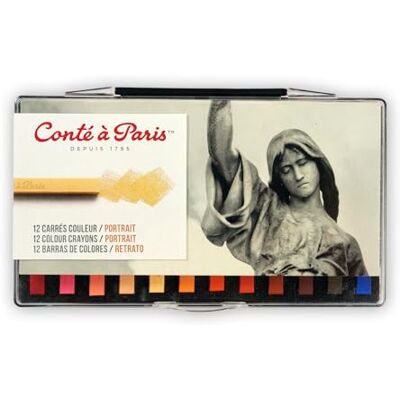 Conté à Paris Conté a Paris 50129, 12 farbige Carré Kreiden, Pastellkreiden in Vierkantform für Portait Conté à Paris Conté a Paris 50129, 12 farbige Carré Kreiden, Pastellkreiden in Vierkantform für Portait