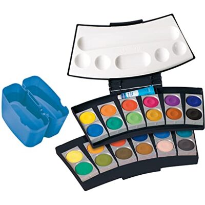 Pelikan 701228 Farbkasten ProColor®, Schwarz/Blau, 24 Farben, 1 Stück Pelikan 701228 Farbkasten ProColor®, Schwarz/Blau, 24 Farben, 1 Stück