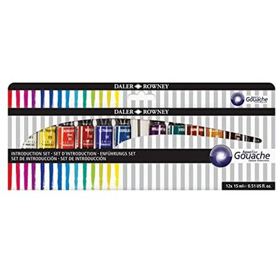 Daler Rowney Daler-Rowney Aquafine Gouachefarbe Einführungsset mit 12 Farben x 15 ml Tuben, ideal für Anfänger Künstler, Farbe auf Wasserbasis für Leinwand und Papier, Deckende Aquarellfarben Daler Rowney Daler-Rowney Aquafine Gouachefarbe Einführungsset mit 12 Farben x 15 ml Tuben, ideal für Anfänger Künstler, Farbe auf Wasserbasis für Leinwand und Papier, Deckende Aquarellfarben