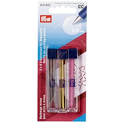 Prym Ersatzminen für Minenstift Ø 0,9 mm farbig Sortiert, gelb, schwarz, pink, 3 x 6 Stück Prym Ersatzminen für Minenstift Ø 0,9 mm farbig Sortiert, gelb, schwarz, pink, 3 x 6 Stück