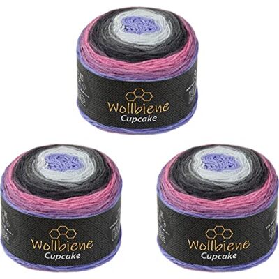 Wollbiene Cupcake 3 x 150g Strickwolle 450 Gramm Wolle zum Stricken und Häkeln Babywolle türkische Wolle Farbverlaufswolle (lila antrazit flieder 2170) Wollbiene Cupcake 3 x 150g Strickwolle 450 Gramm Wolle zum Stricken und Häkeln Babywolle türkische Wolle Farbverlaufswolle (lila antrazit flieder 2170)
