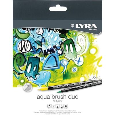 LYRA L6521120 Aqua Brush Duo Brush Marker, Set mit 12 Pinselstiften LYRA L6521120 Aqua Brush Duo Brush Marker, Set mit 12 Pinselstiften