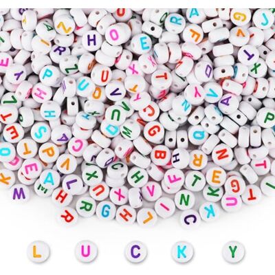 SUTOUG 1000 Stück Buchstabenperlen zum Auffädeln, 4 x 7 mm runde Acryl-Alphabetperlen für die Herstellung von Schmuck, DIY-Bastelarbeiten, Armbändern, Halsketten und Schmuckstücken – weiß SUTOUG 1000 Stück Buchstabenperlen zum Auffädeln, 4 x 7 mm runde Acryl-Alphabetperlen für die Herstellung von Schmuck, DIY-Bastelarbeiten, Armbändern, Halsketten und Schmuckstücken – weiß
