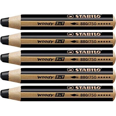 STABILO Buntstift, Wasserfarbe & Wachsmalkreide woody 3 in 1-5er Pack schwarz STABILO Buntstift, Wasserfarbe & Wachsmalkreide woody 3 in 1-5er Pack schwarz