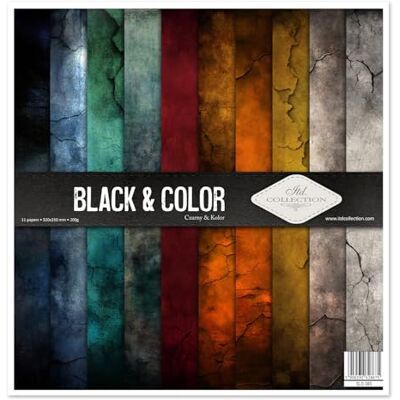 ITD Collection Scrapbook Papier Scrapbooking Set Motivpapier zum Basteln Dekorpapier 12x12 inches 310 x 310 mm 10 Blatt + 1 – Black & Color SLS-083 ITD Collection Scrapbook Papier Scrapbooking Set Motivpapier zum Basteln Dekorpapier 12x12 inches 310 x 310 mm 10 Blatt + 1 – Black & Color SLS-083