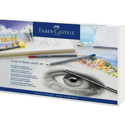 Faber-Castell 210009 Creative Studio Set, 30-teilig, mit Goldfaber Aquarellstifte, Bleistifte, Pitt Artist Pens und Zubehör Faber-Castell 210009 Creative Studio Set, 30-teilig, mit Goldfaber Aquarellstifte, Bleistifte, Pitt Artist Pens und Zubehör