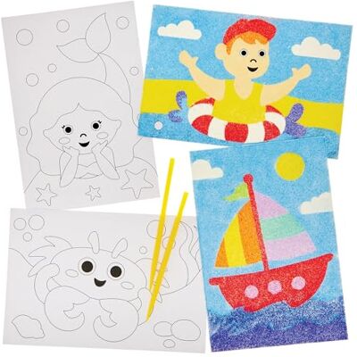 Baker Ross FN417 Sommer-Sandkunstbilder – 10er-Pack, Sandkunst und Basteln für Kinder Baker Ross FN417 Sommer-Sandkunstbilder – 10er-Pack, Sandkunst und Basteln für Kinder