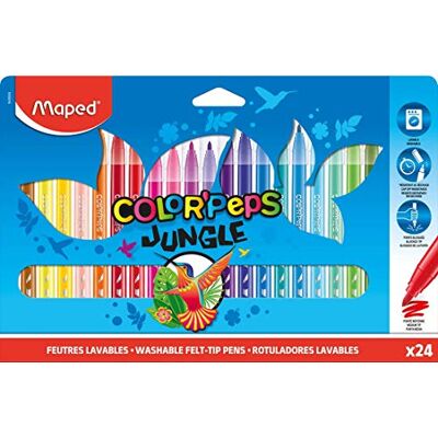 MAPED Filzstifte/Fasermaler COLOR'PEPS JUNGLE mit mittlerer Spitze 24x Stifte, 24 Farben, 24 UNIDADES MAPED Filzstifte/Fasermaler COLOR'PEPS JUNGLE mit mittlerer Spitze 24x Stifte, 24 Farben, 24 UNIDADES
