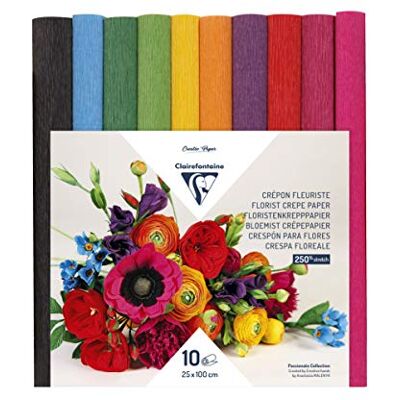Clairefontaine 995001C Packung mit 10 Rollen, 25 x 100 cm, 160 g, zum Basteln von Blumen Clairefontaine 995001C Packung mit 10 Rollen, 25 x 100 cm, 160 g, zum Basteln von Blumen