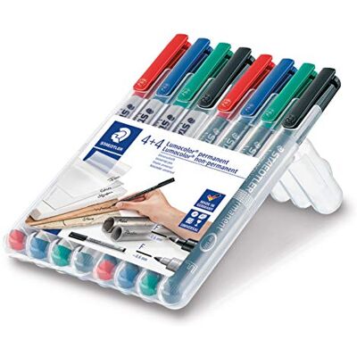 Staedtler Lumocolor Folienstifte, Set mit 8 Stiften, Sonderedition wasserlöslich und wasserfest, F-Spitze Linienbreite ca. 0.6 mm, Hohe Qualität Made in Germany, 31-S WP8X,Sortiert Staedtler Lumocolor Folienstifte, Set mit 8 Stiften, Sonderedition wasserlöslich und wasserfest, F-Spitze Linienbreite ca. 0.6 mm, Hohe Qualität Made in Germany, 31-S WP8X,Sortiert