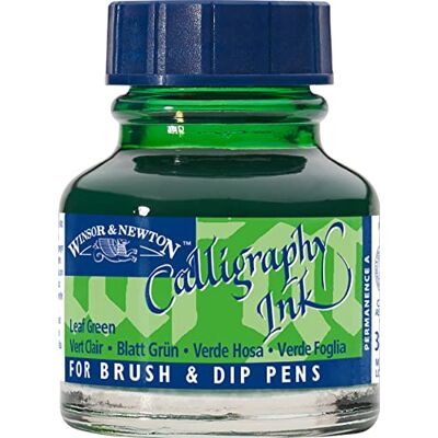 Winsor & Newton 1111341 Kalligraphie Tuschen (für Füllfederhalter oder Schreibfedern, untereinander mischbar, lichtecht, beständige Farbe) 30 ml Flasche blattgrün Winsor & Newton 1111341 Kalligraphie Tuschen (für Füllfederhalter oder Schreibfedern, untereinander mischbar, lichtecht, beständige Farbe) 30 ml Flasche blattgrün