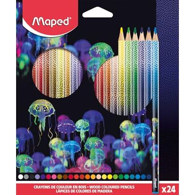 Maped Buntstifte Deepsea Paradise Buntstifte aus Holz strapazierfähige Minen ergonomische Dreiecksform Box mit 24 Malstiften Maped Buntstifte Deepsea Paradise Buntstifte aus Holz strapazierfähige Minen ergonomische Dreiecksform Box mit 24 Malstiften