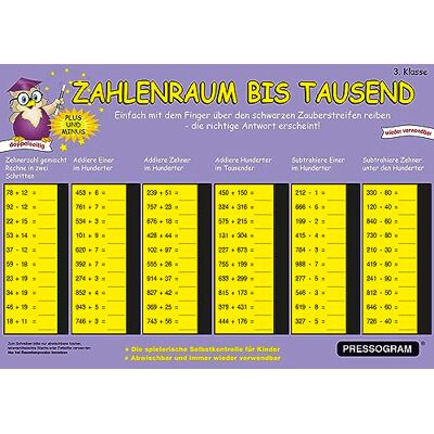 TimeTEX Zaubertafel "Mathematik" Zahlenraum bis 1000 Rechen-Tafel mit Selbstkontrolle zum spielerischen Lernen von Addition, Subtraktion und Multiplikation Inhalt: Zahlenraum bis 1000 TimeTEX Zaubertafel "Mathematik" Zahlenraum bis 1000 Rechen-Tafel mit Selbstkontrolle zum spielerischen Lernen von Addition, Subtraktion und Multiplikation Inhalt: Zahlenraum bis 1000