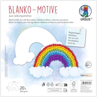 Ursus 1712 00 10F Blanko Motive "Regenbogen", 20 Stück aus 300 g/m² Fotokarton, 26 x 16 cm, DIY Bastelpapier zum Ausmalen, Bekleben, Ausschneiden & Selbstgestalten Ursus 1712 00 10F Blanko Motive "Regenbogen", 20 Stück aus 300 g/m² Fotokarton, 26 x 16 cm, DIY Bastelpapier zum Ausmalen, Bekleben, Ausschneiden & Selbstgestalten