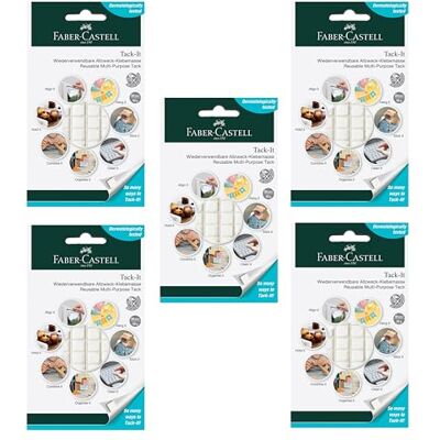Faber-Castell 205214 Klebemasse Tack-It, 5 x 50 g, weiß, wiederverwendbare Klebepads Faber-Castell 205214 Klebemasse Tack-It, 5 x 50 g, weiß, wiederverwendbare Klebepads