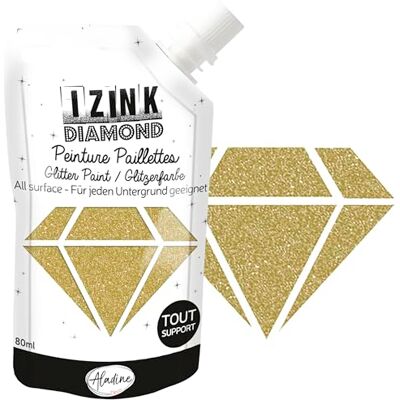Aladine – Izink Diamond – Glitzerfarbe – Ultra konzentriert mit Pailletten – Dekoration für jeden Untergrund – DIY und kreative Freizeit – – weiche Flasche 80 ml – Gold Aladine – Izink Diamond – Glitzerfarbe – Ultra konzentriert mit Pailletten – Dekoration für jeden Untergrund – DIY und kreative Freizeit – – weiche Flasche 80 ml – Gold