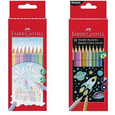 Faber-Castell 205068 Buntstifte Set Metallic und Pastell, 20-teilig, bruchsicher, für Kinder und Erwachsene Faber-Castell 205068 Buntstifte Set Metallic und Pastell, 20-teilig, bruchsicher, für Kinder und Erwachsene