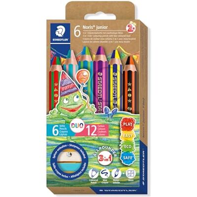 Staedtler Noris junior 140 Duo-Buntstifte – 6er-Set, 12 Farben Dicke Duo-Malstifte, extra bruchsicher, ergonomisch – für Kinder – Art.-Nr. 1402 C6 Staedtler Noris junior 140 Duo-Buntstifte – 6er-Set, 12 Farben Dicke Duo-Malstifte, extra bruchsicher, ergonomisch – für Kinder – Art.-Nr. 1402 C6