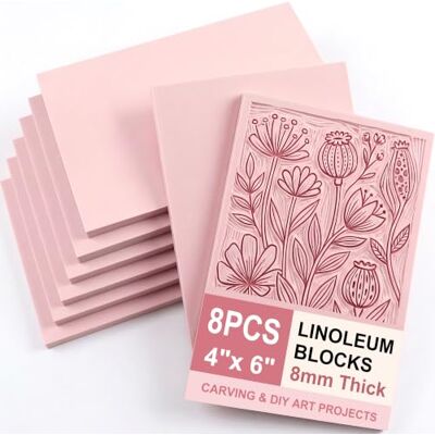 SGHUO 8 Stück 10,2 x 15,2 cm rosa Gummi Schnitzblöcke, Stempel Herstellung Kit für Drucken, Stempel Weichgummi Handwerk, weich und leicht zu schnitzen SGHUO 8 Stück 10,2 x 15,2 cm rosa Gummi Schnitzblöcke, Stempel Herstellung Kit für Drucken, Stempel Weichgummi Handwerk, weich und leicht zu schnitzen
