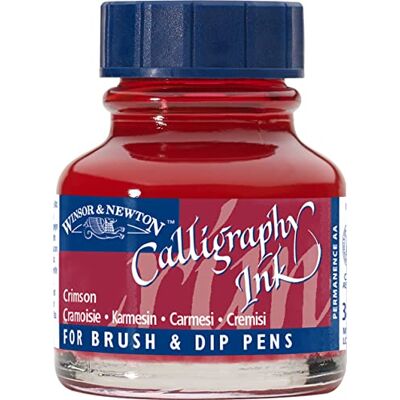 Winsor & Newton 1111203 Kalligraphie Tuschen (für Füllfederhalter oder Schreibfedern, untereinander mischbar, lichtecht, beständige Farbe) 30 ml Flasche karmesin Winsor & Newton 1111203 Kalligraphie Tuschen (für Füllfederhalter oder Schreibfedern, untereinander mischbar, lichtecht, beständige Farbe) 30 ml Flasche karmesin