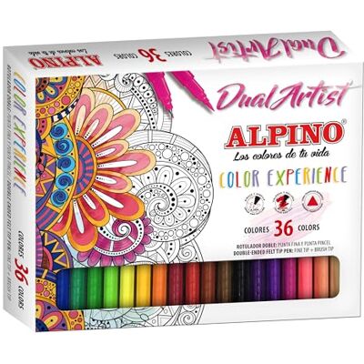Alpino Color Experience 36 Filzstifte Dual Artist Doppelspitze: Pinsel und feine Spitze für Mandala und Lettering Filzstift-Set Alpino Color Experience 36 Filzstifte Dual Artist Doppelspitze: Pinsel und feine Spitze für Mandala und Lettering Filzstift-Set