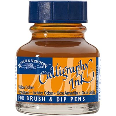 Winsor & Newton 1111744 Kalligraphie Tuschen (für Füllfederhalter oder Schreibfedern, untereinander mischbar, lichtecht, beständige Farbe) 30 ml Flasche gelbocker Winsor & Newton 1111744 Kalligraphie Tuschen (für Füllfederhalter oder Schreibfedern, untereinander mischbar, lichtecht, beständige Farbe) 30 ml Flasche gelbocker