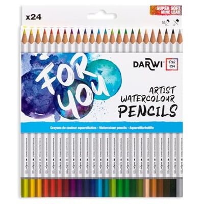 DARWI For You DF2200024K01C Pack mit 24 Aquarellfarbstiften Aquarellstifte, Mine 3,3mm, sortierte Farben, 1 Pack DARWI For You DF2200024K01C Pack mit 24 Aquarellfarbstiften Aquarellstifte, Mine 3,3mm, sortierte Farben, 1 Pack