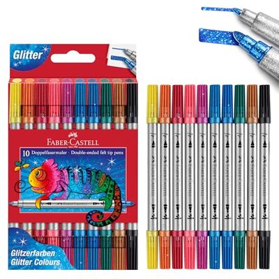 Faber-Castell Filzstifte Set Glitzer, 10 Doppelfasermaler Mit feiner und breiter Spitze Malstifte für Kinder und Erwachsene Faber-Castell Filzstifte Set Glitzer, 10 Doppelfasermaler Mit feiner und breiter Spitze Malstifte für Kinder und Erwachsene