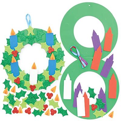 Baker Ross FE916 Adventskranz Schaumstoff Bastelset 3er Pack, Festliche Kreativsets und Bastelbedarf zum Basteln und Dekorieren zur Weihnachtszeit, Moosgummibastelsets für Kinder Baker Ross FE916 Adventskranz Schaumstoff Bastelset 3er Pack, Festliche Kreativsets und Bastelbedarf zum Basteln und Dekorieren zur Weihnachtszeit, Moosgummibastelsets für Kinder