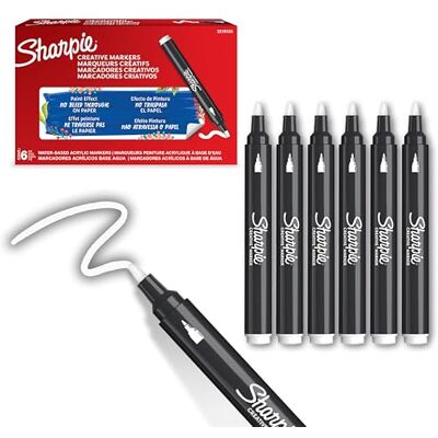 Sharpie Creative Marker Acryl-Farbstifte Wasserbasierte Farbmarker mit Rundspitze Bastel- & Künstlerbedarf Weiß 6 Stück Sharpie Creative Marker Acryl-Farbstifte Wasserbasierte Farbmarker mit Rundspitze Bastel- & Künstlerbedarf Weiß 6 Stück